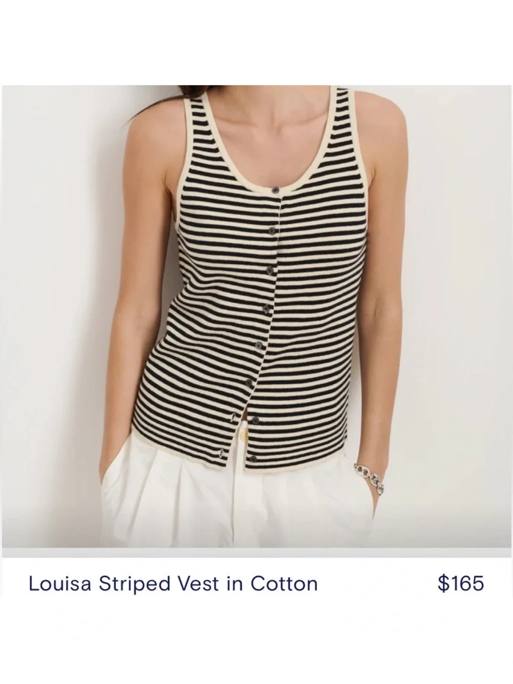 NWT • Alex Mill Louisa Striped Vest in Cotton Cashmere - Picture 2 of 6